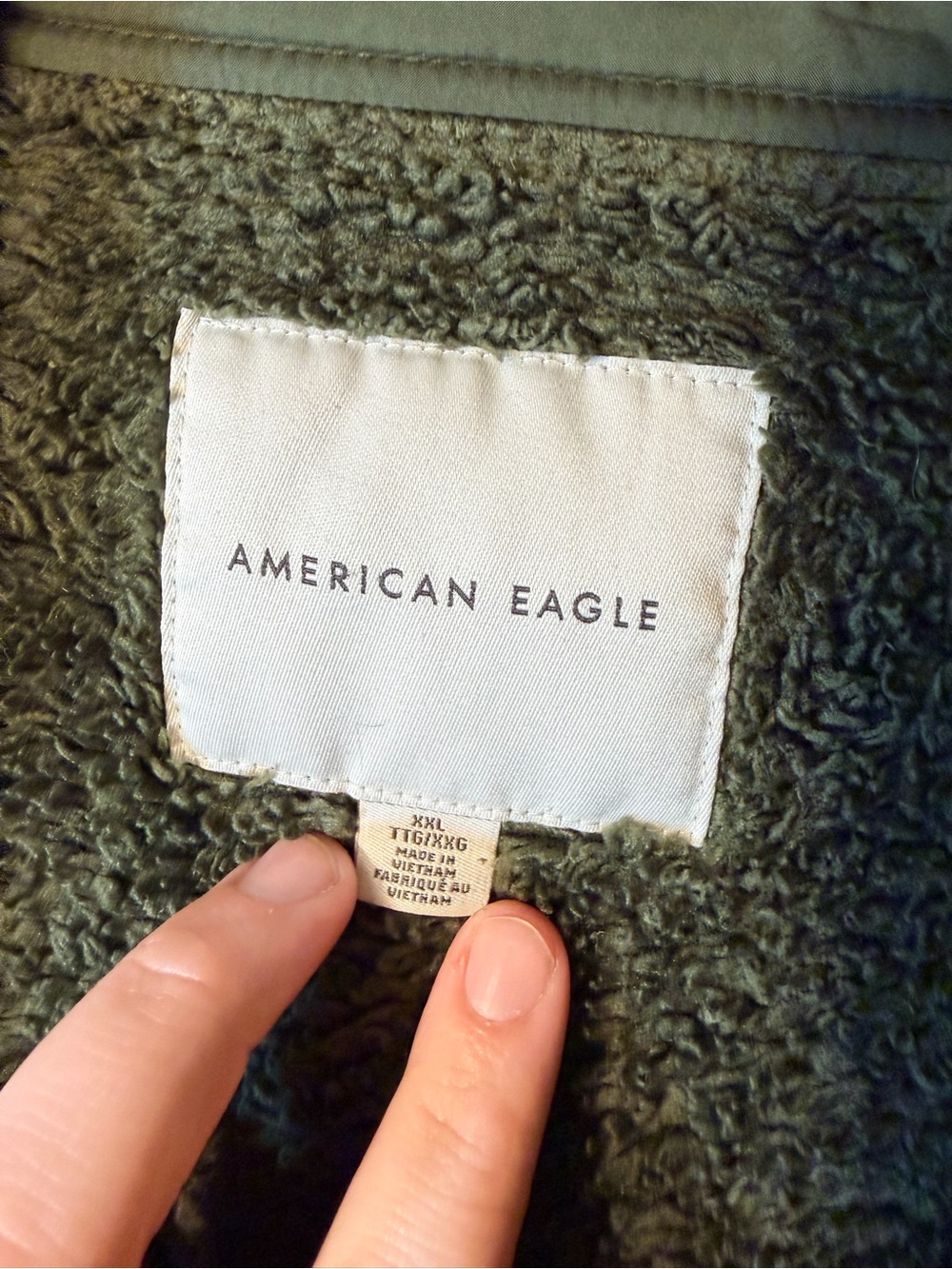 American Eagle Outfitters Army Green Teddy Sherpa Jacket - Picture 4 of 7
